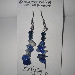 Handmade dark blue dangle earrings